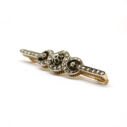 Broche barrette - Or, Argent, Diamants