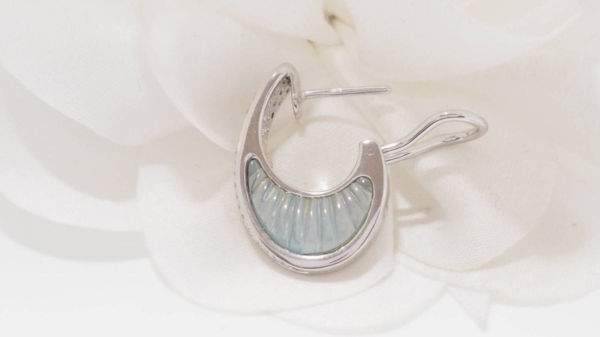 Boucles d'oreilles Clips en or blanc aigues marines et diamants