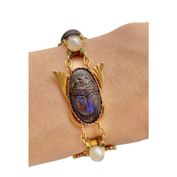 Renouveau égyptien bracelet, en or jaune 18k serti de 6 scarabées