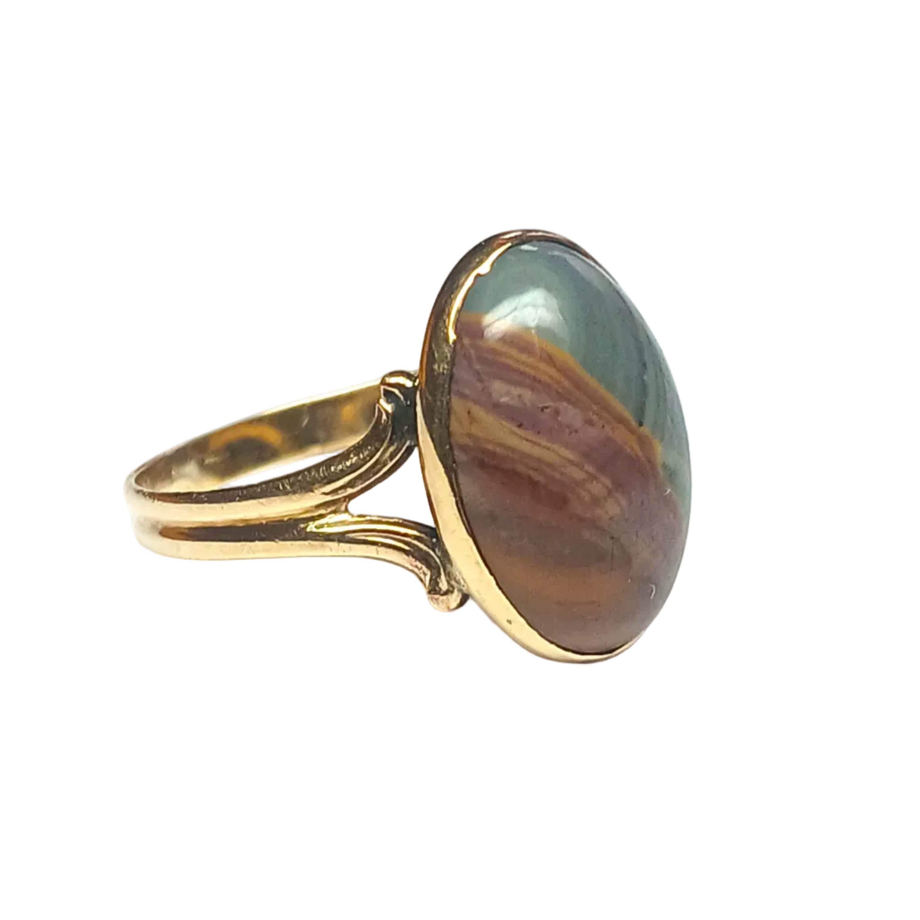 Bague Jaspe cabochon en or jaune