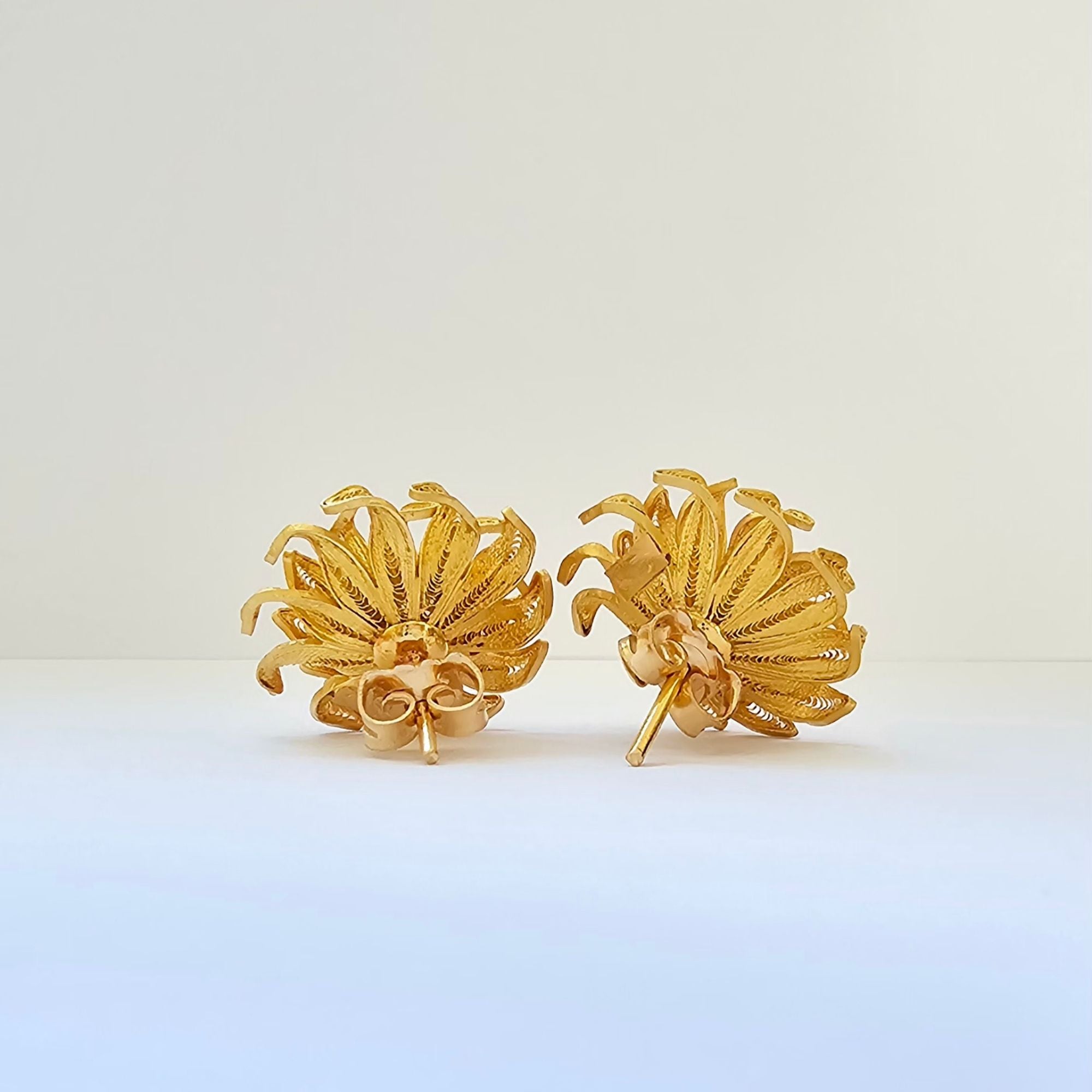 Boucles d’oreilles motif floral en or jaune 18 carats