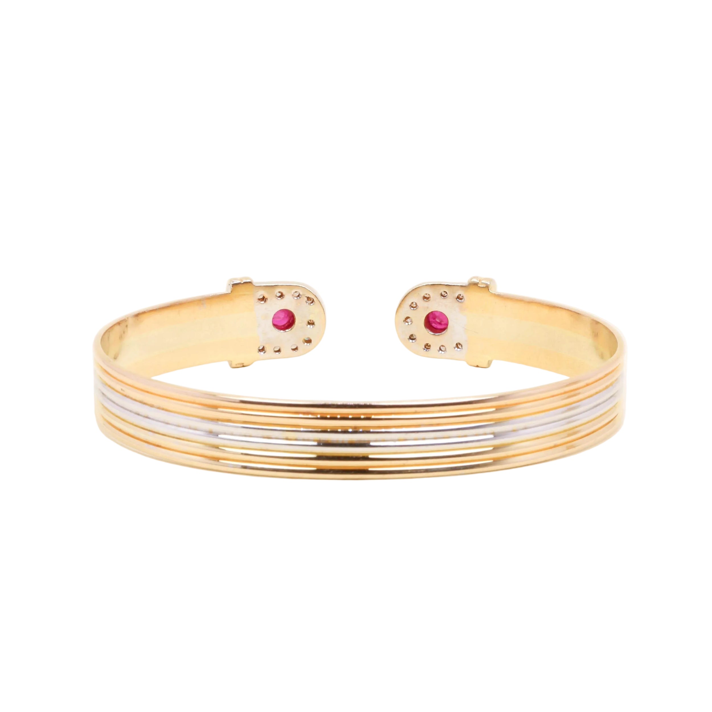 Bracelet Jonc en or blanc, or jaune, or rose, rubis et diamants