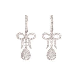 Boucles d'oreilles Dormeuses nœuds en or gris et diamants