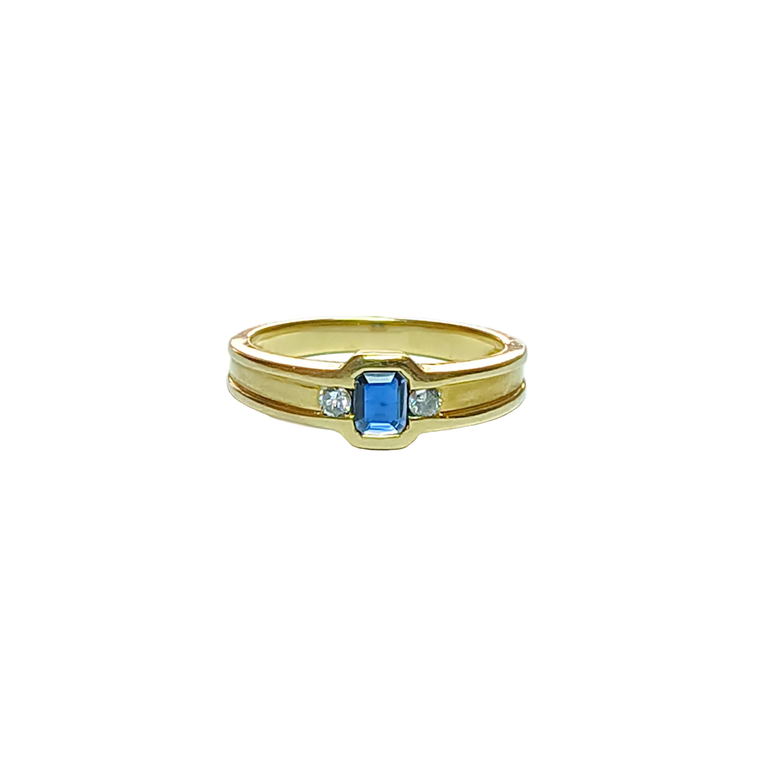 Bague Jonc en or jaune saphir et diamants