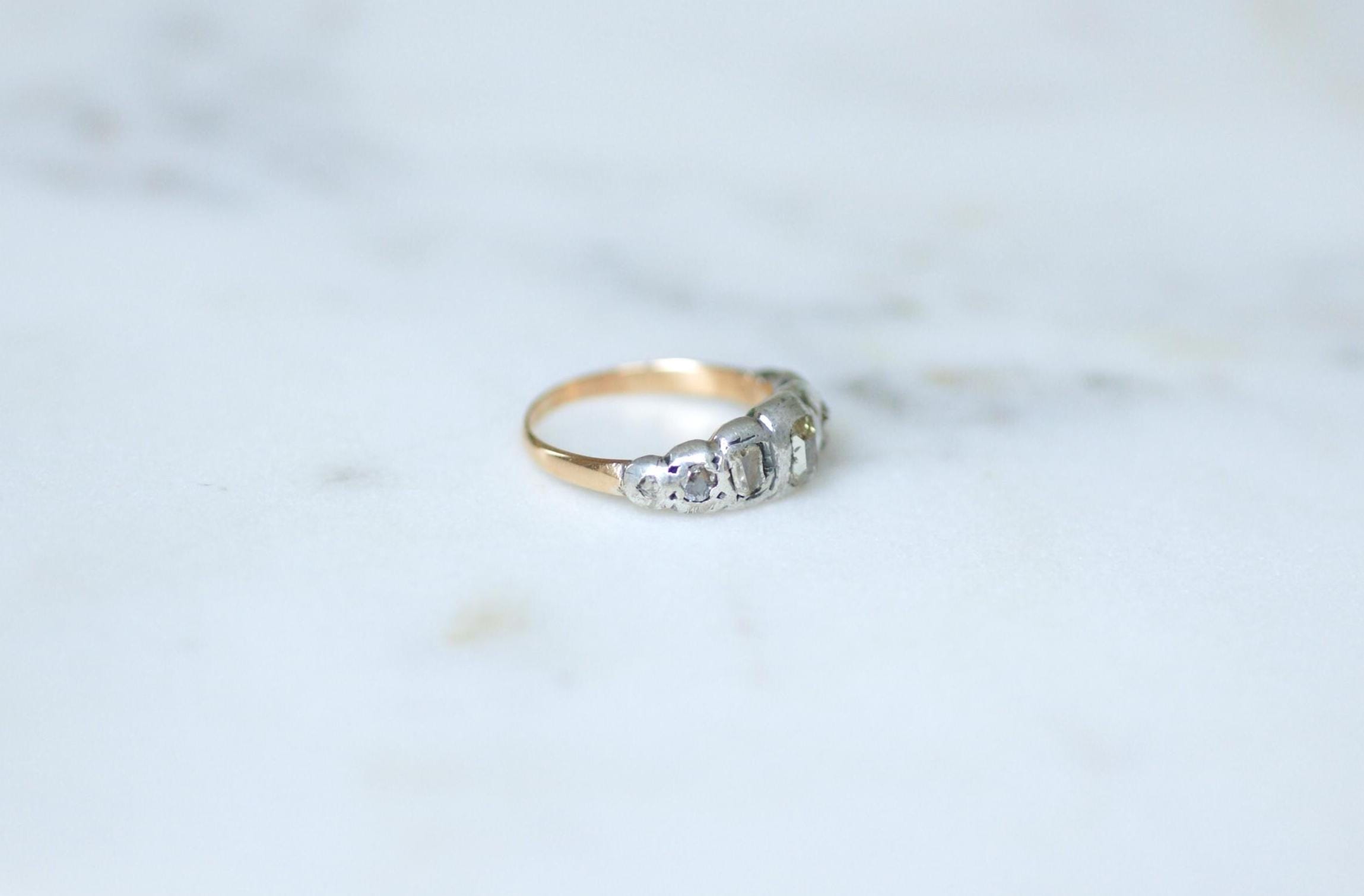 Ring garter in rose gold and silver and diamonds