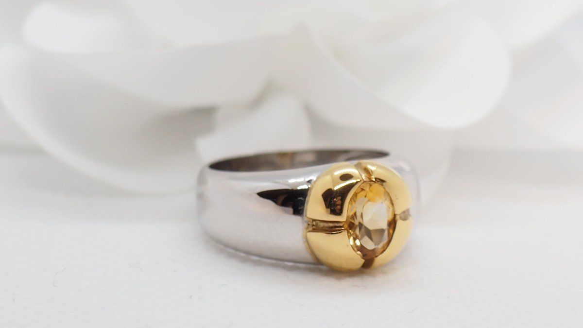 Bague En Or Bicolore Et Citrine