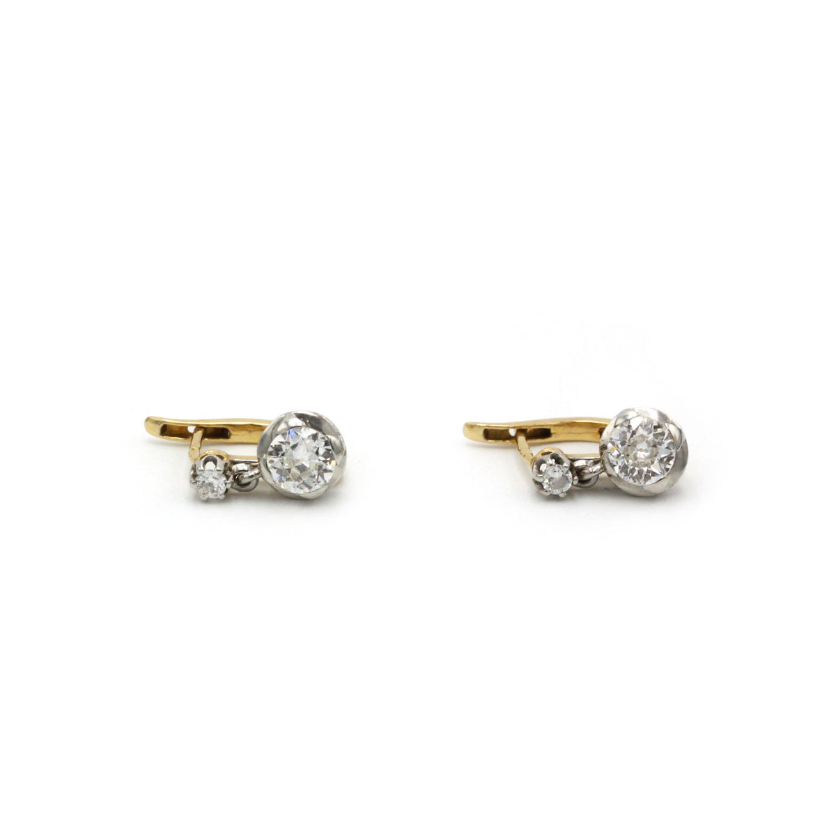 Boucles d'oreilles Dormeuses - Or, Platine & Diamants