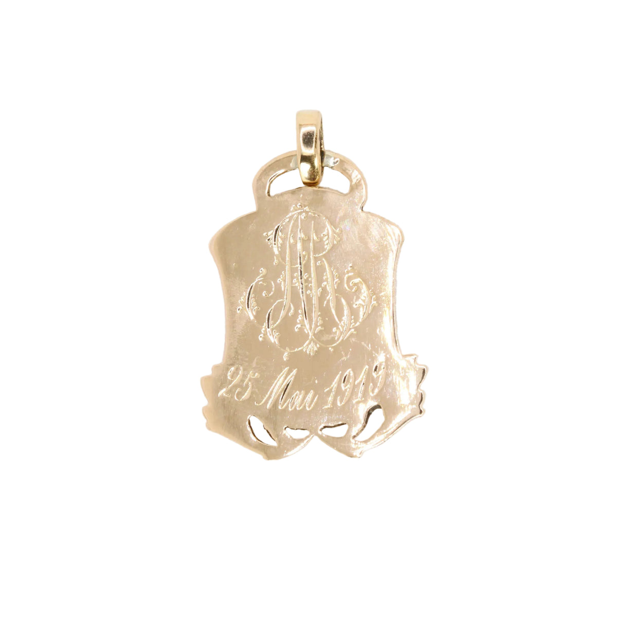 Pendentif Art-Nouveau or vierge Marie