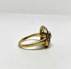 Bague art déco or jaune saphirs et diamants