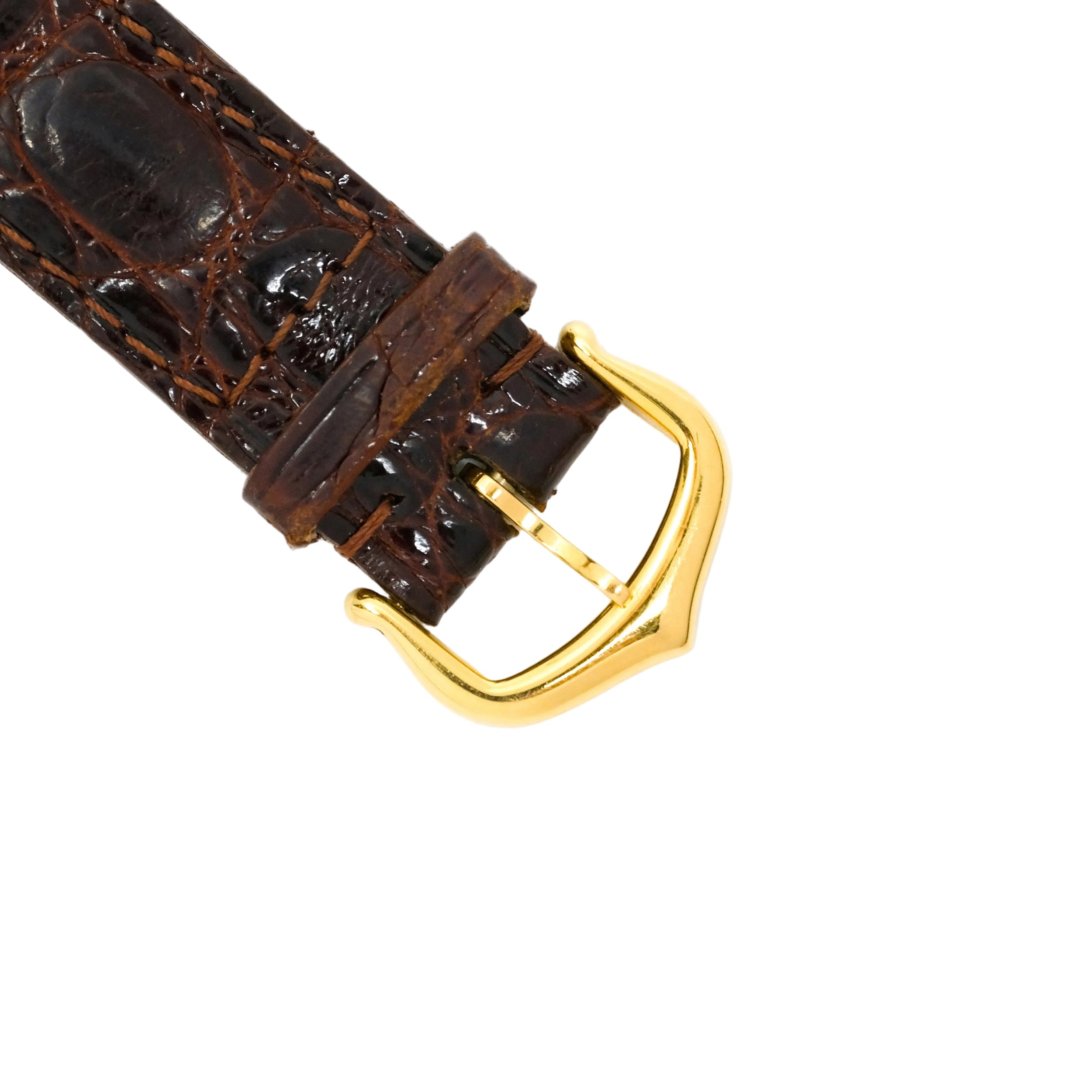 Montre CARTIER "Diabolo" en or jaune, cuir et saphir