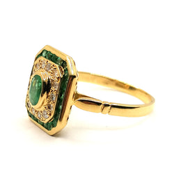 Bague vintage émeraudes diamants