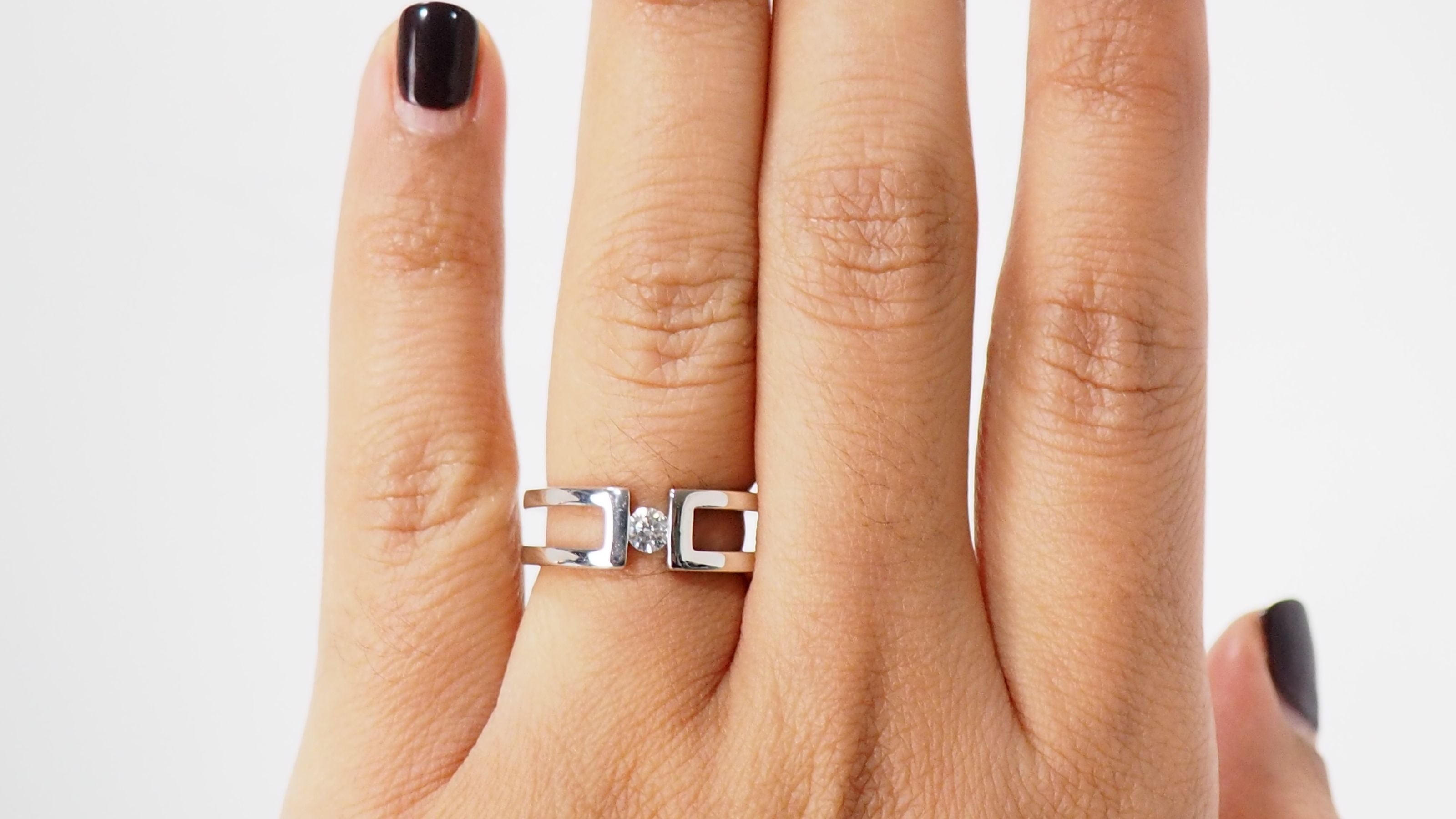 White gold and diamond ring