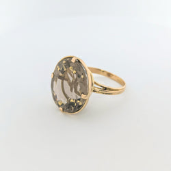 Bague en or jaune et quartz fumé