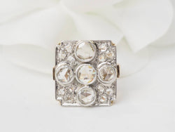 Bague ancienne en or jaune et platine avec diamants