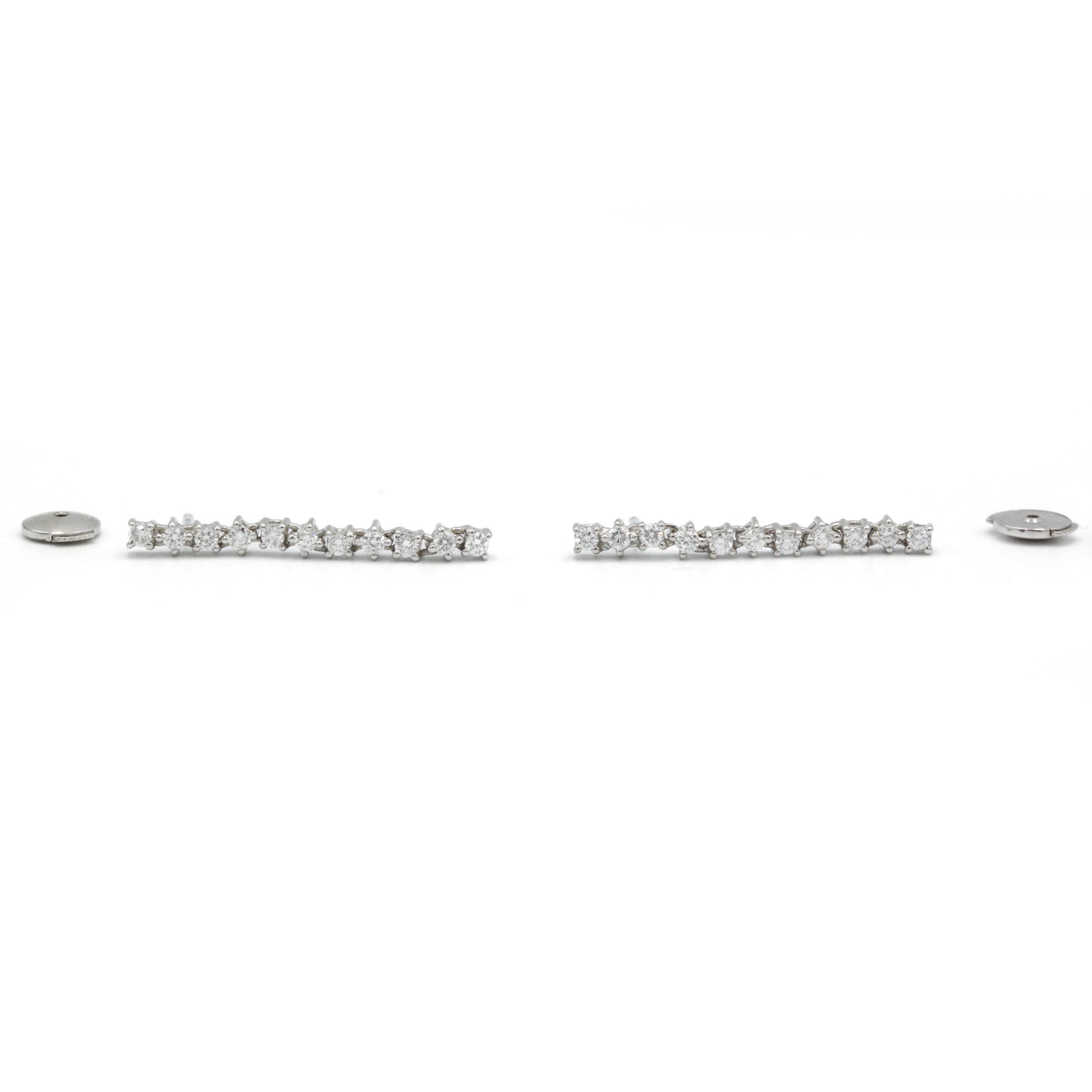 Boucles d'oreilles Chute Or Blanc avec Diamants