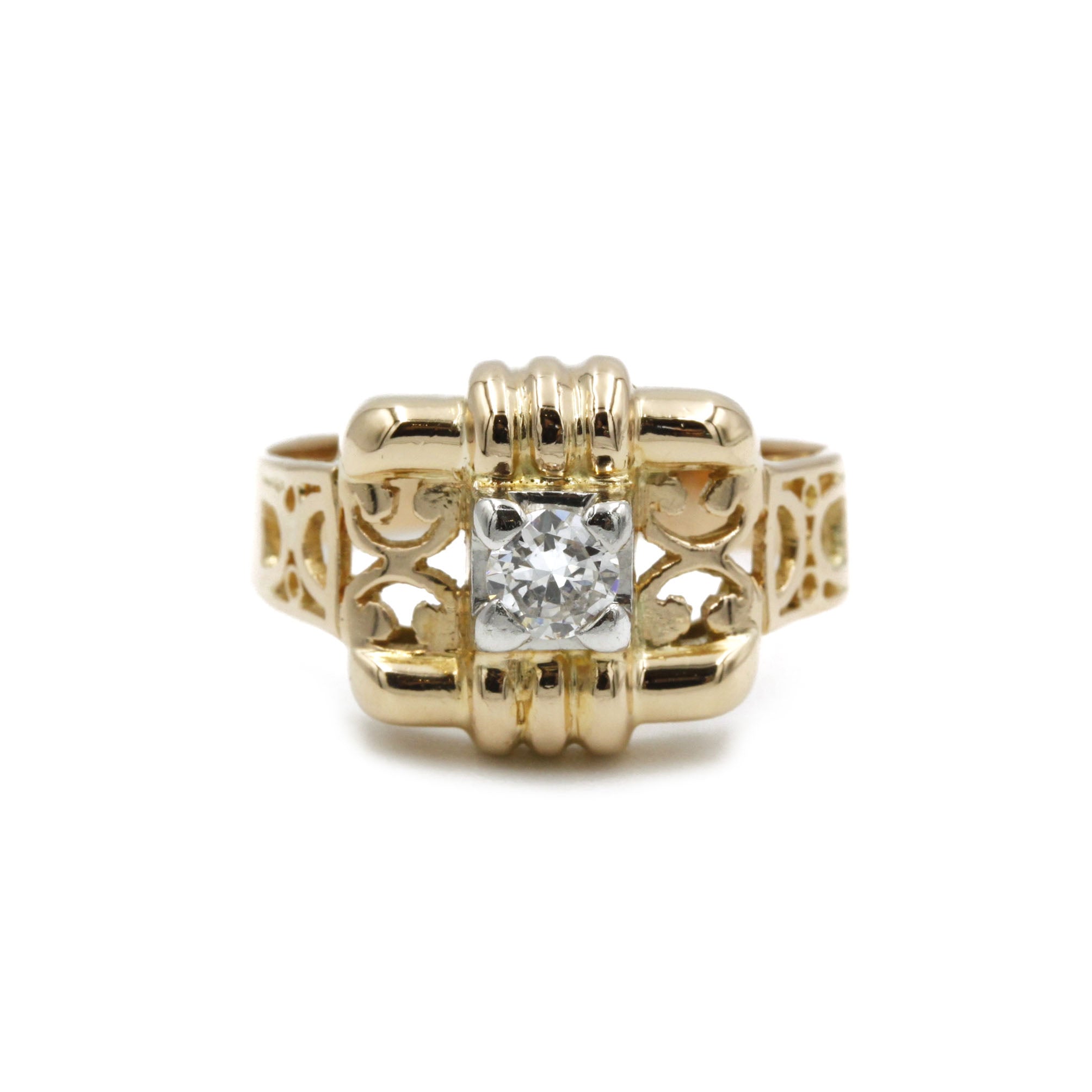 Bague - Or, Platine Et Diamant