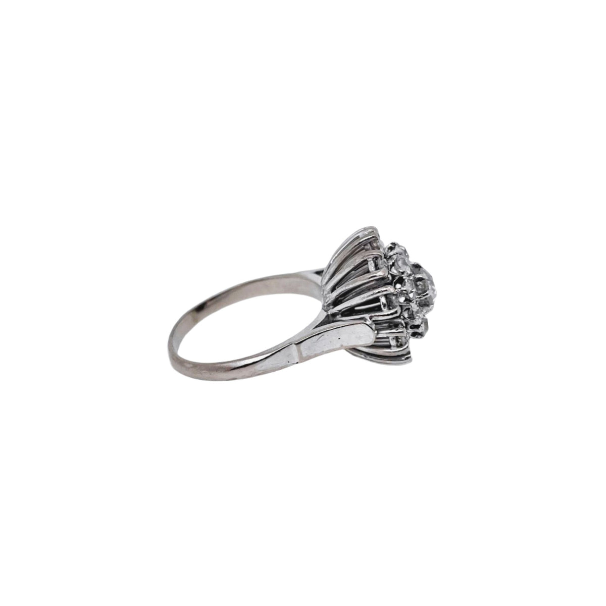 Bague Marguerite double halo diamants en or blanc