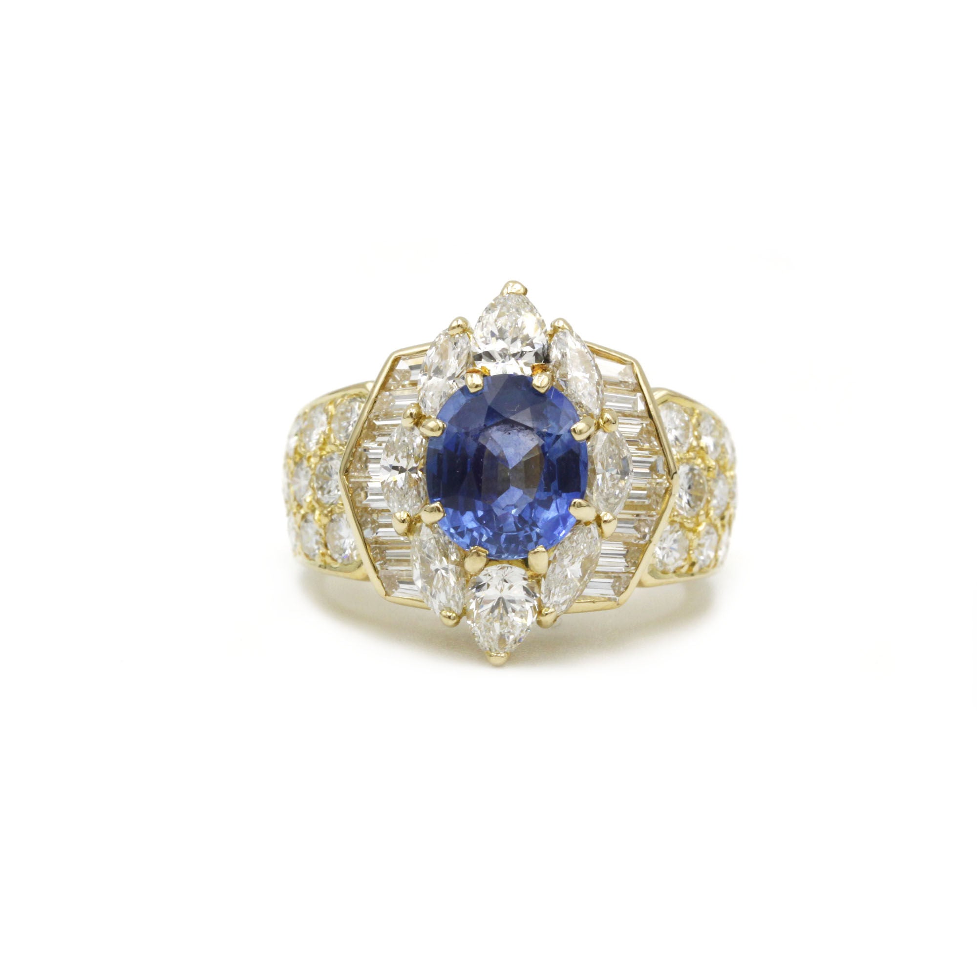 Bague - Or, Diamants & Saphir