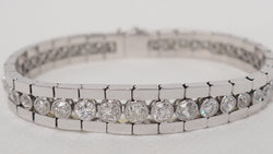 Bracelet rivière ancien en or blanc et diamants