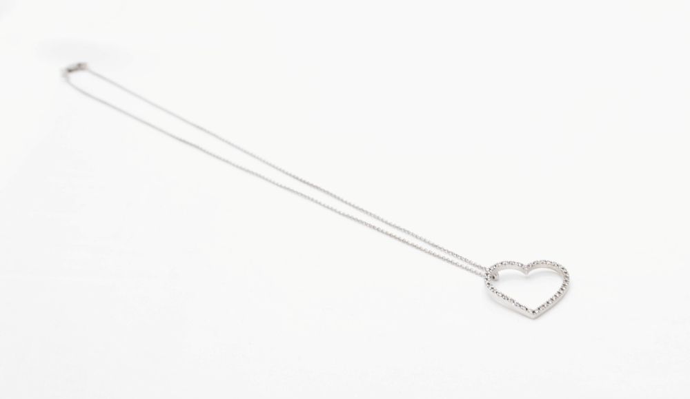 Collier maille jaseron en or blanc et diamant