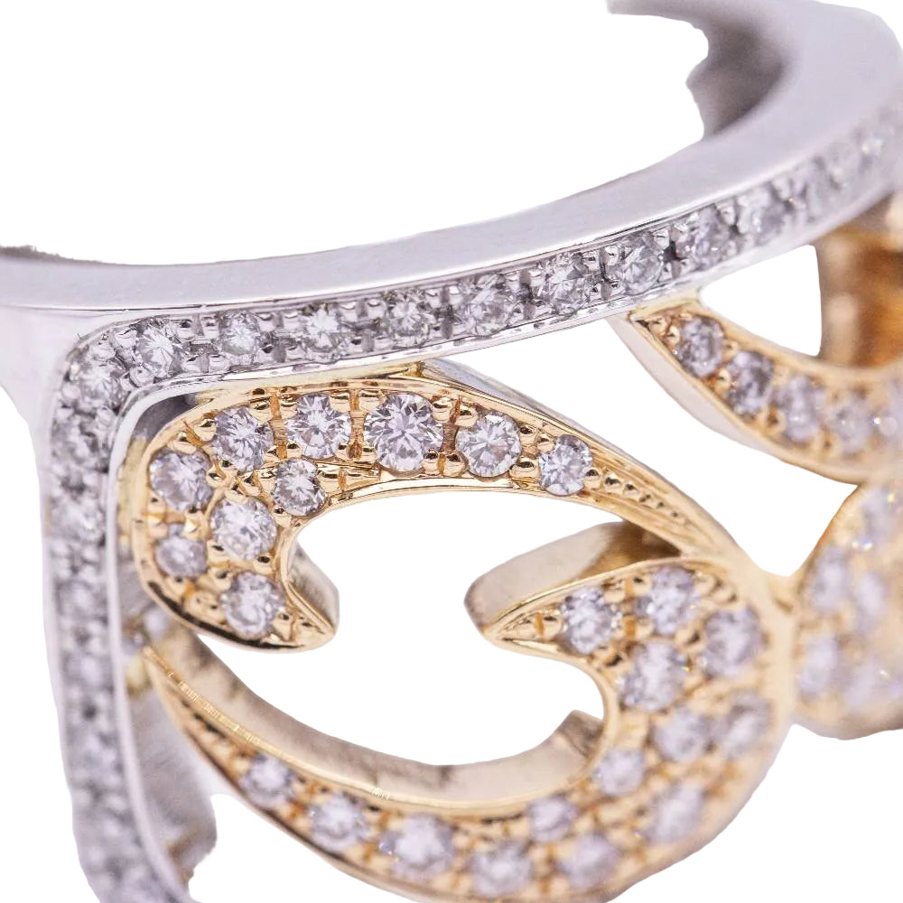 Bague en or blanc et rose avec diamants d'occasion