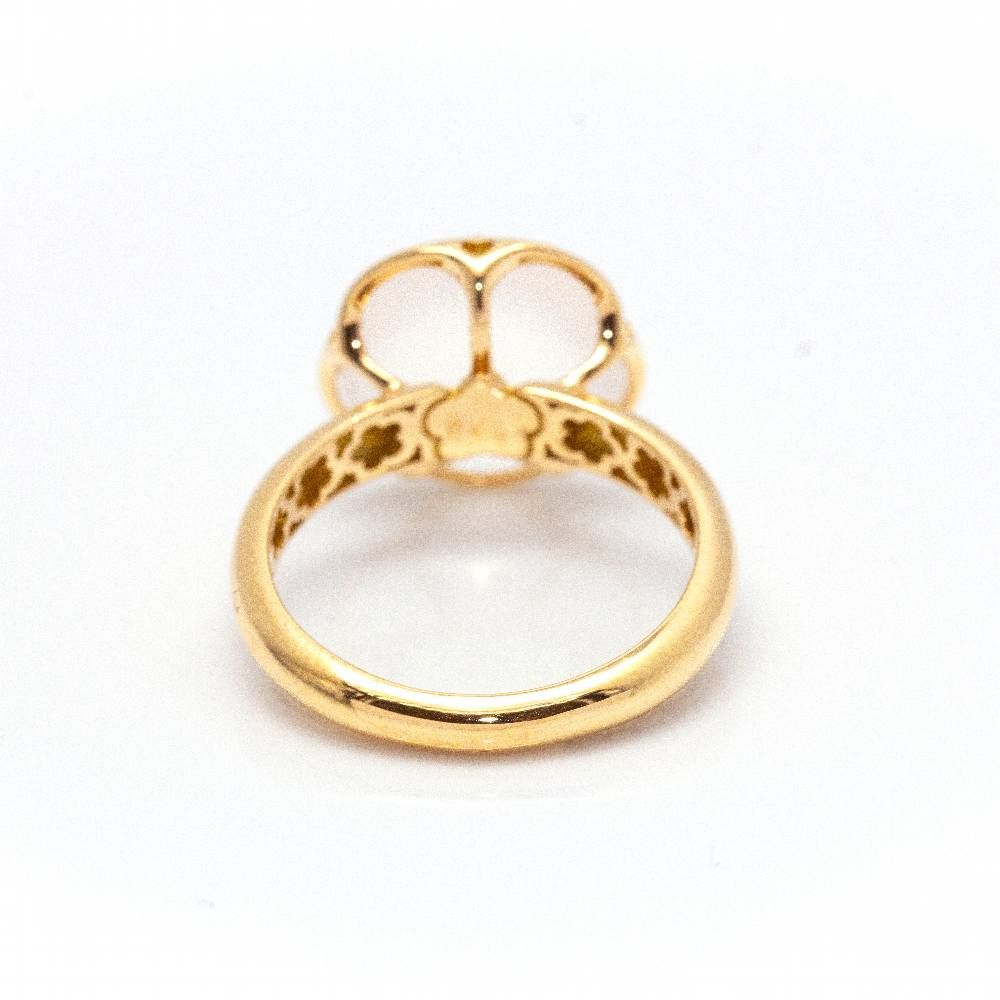 Bague Jonc PASQUALE BRUNI Fleur blanche en or jaune et quartz