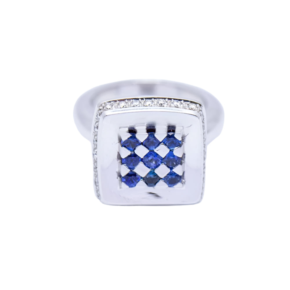 Bague en or avec diamants et saphirs d'occasion