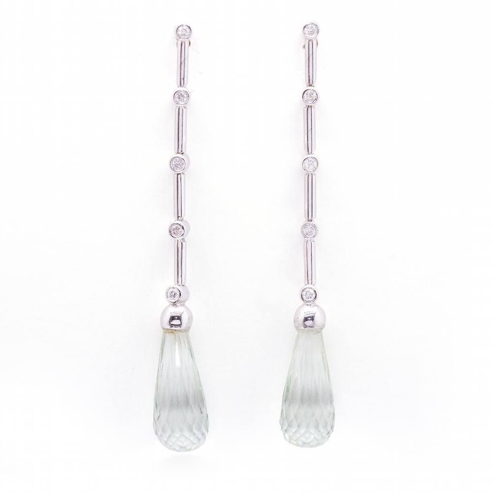 Boucles d'oreilles or blanc et diamants PRASIOLITE