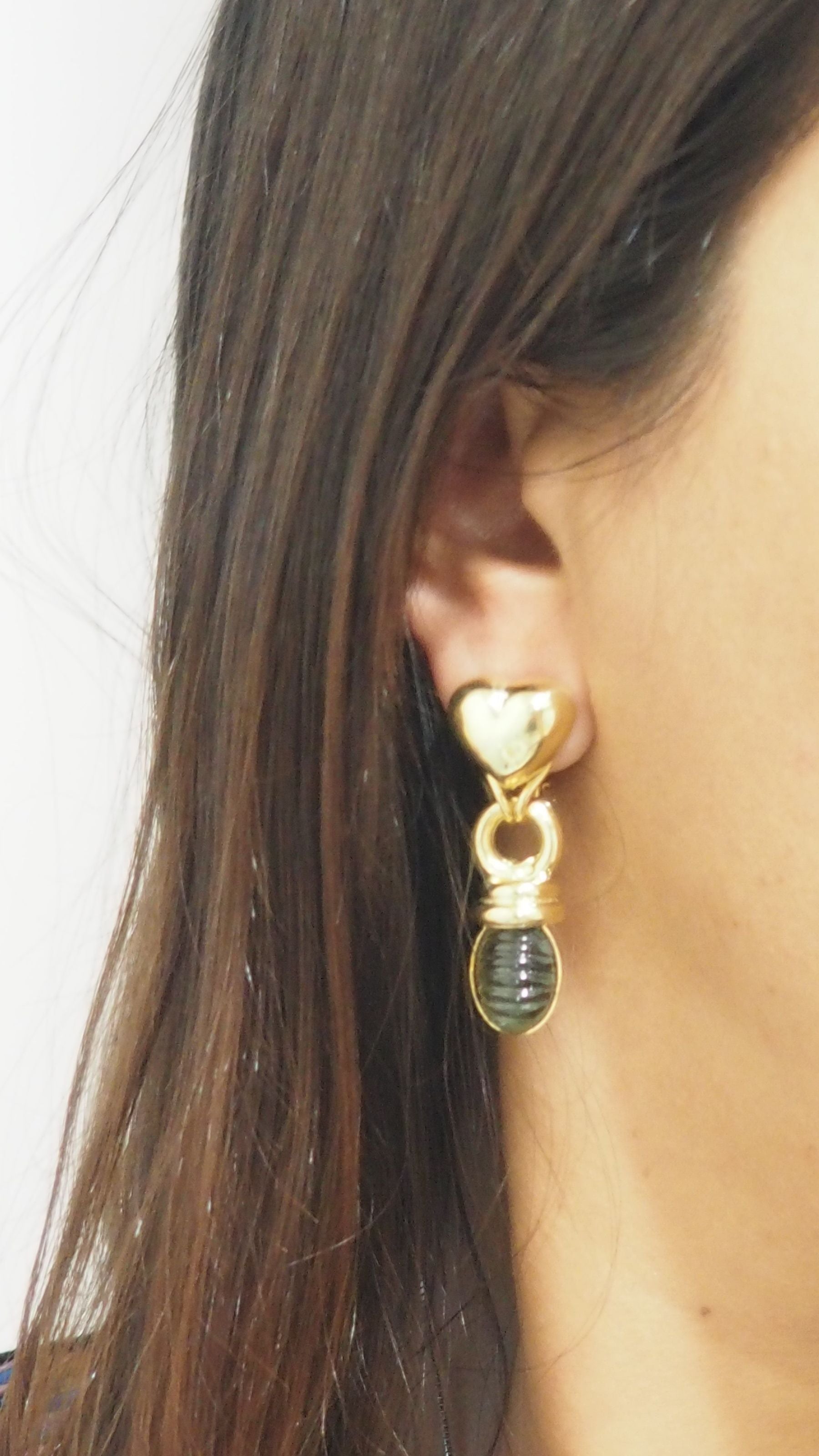 Boucles d'oreilles en or jaune et tourmalines