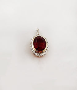 Pendentif marguerite en or deux tons tourmaline et diamants