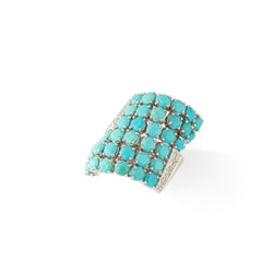 Bague Cocktail RINALDO GAVELLO en or blanc, turquoises et diamants