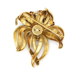 Broche - Or jaune, Rubis, Pierres de Lune