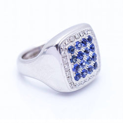 Bague en or avec diamants et saphirs d'occasion