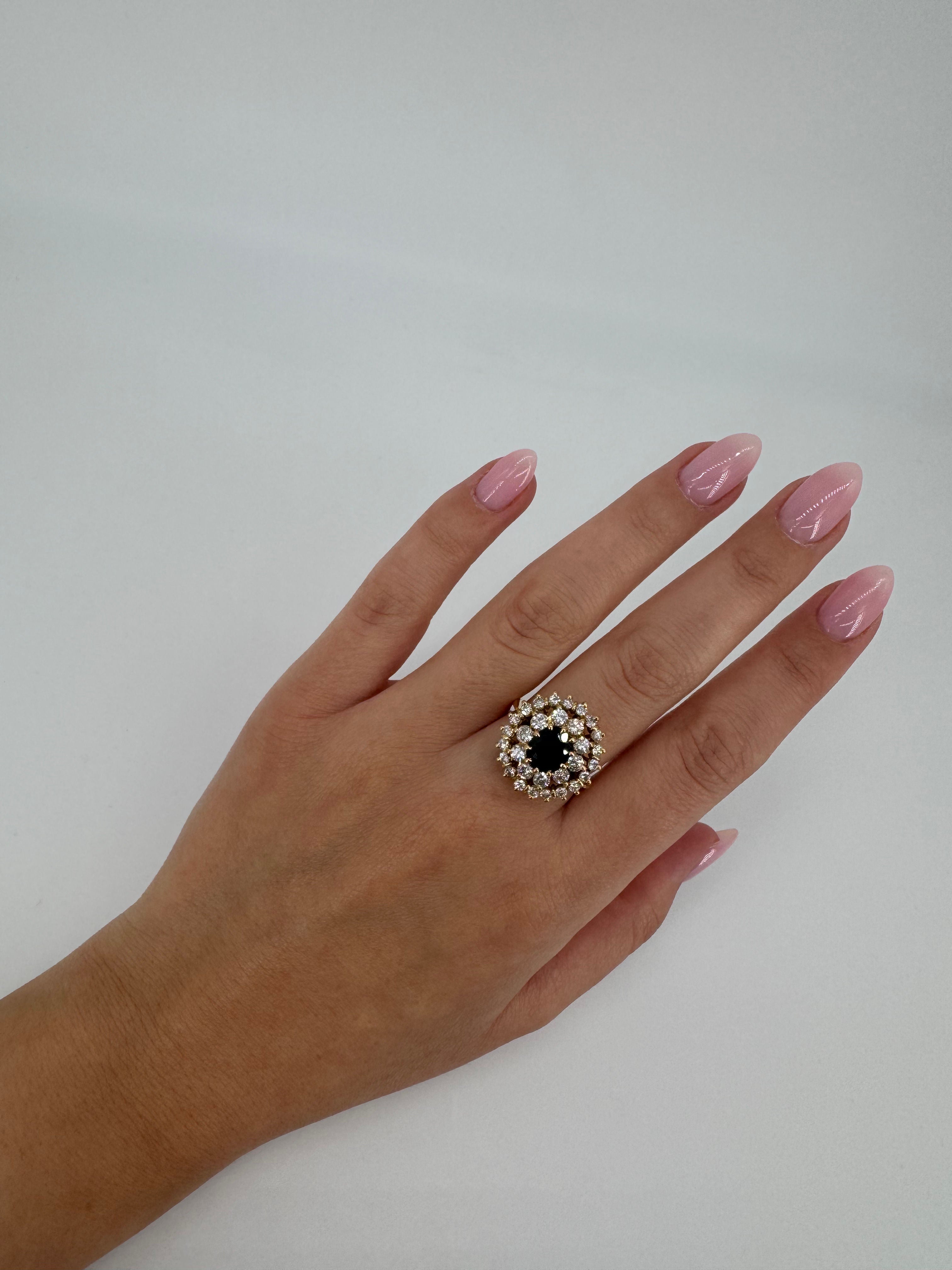 Bague - Or, saphir et diamants