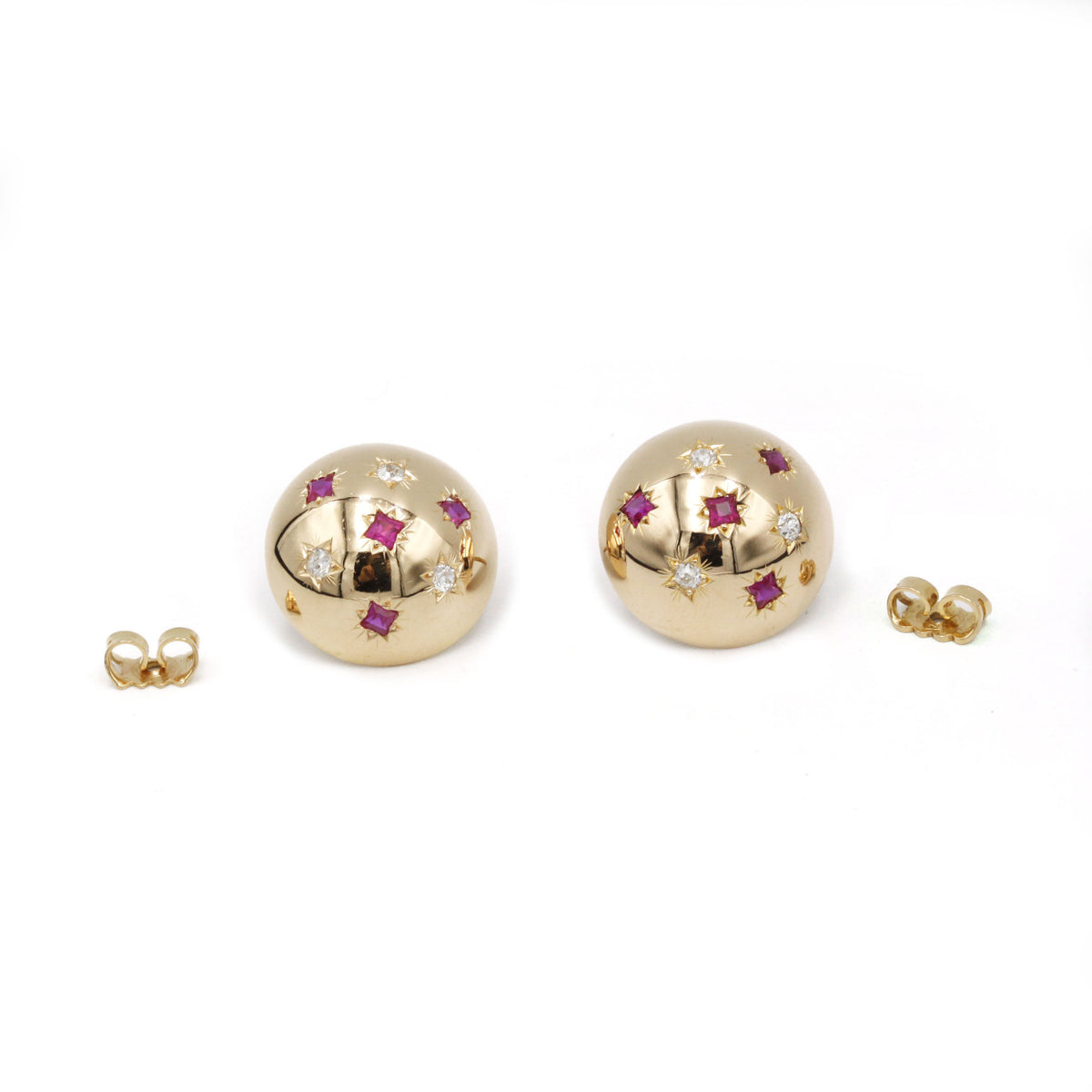 Boucles d'oreilles - Or, Diamants & Rubis