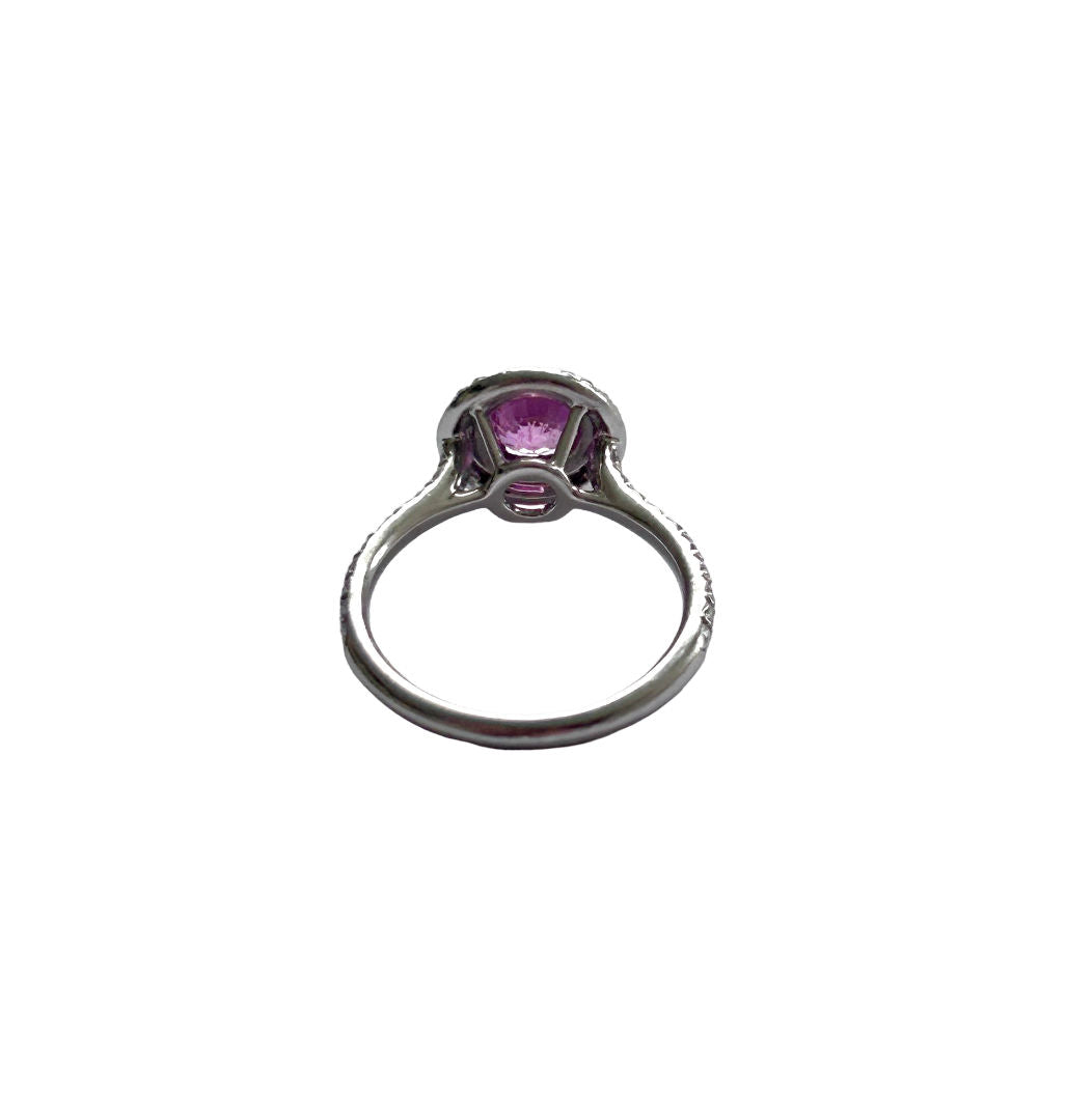 Bague TIFFANY & CO "Soleste" en platine, diamants et tourmaline rose