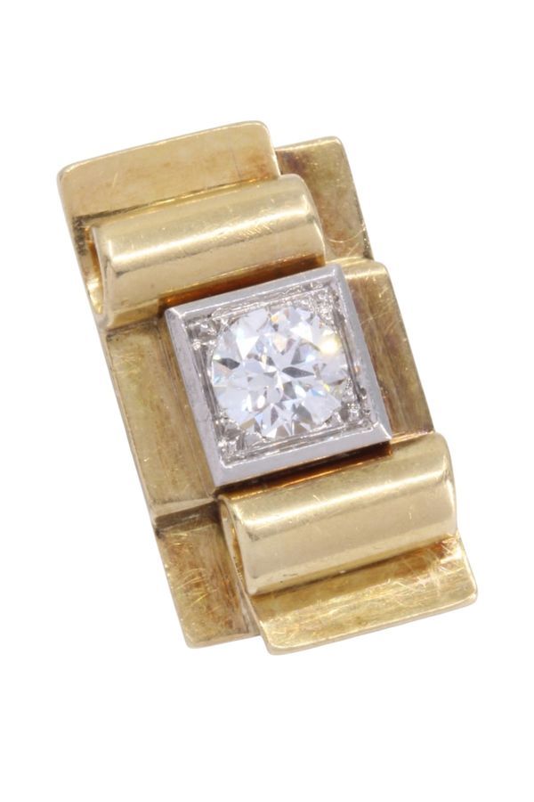 Bague tank en or jaune et diamant