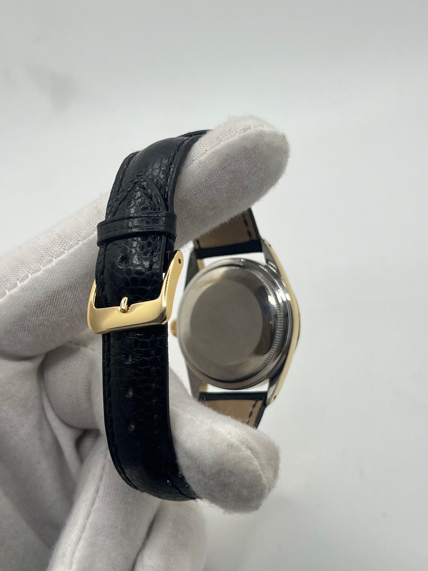 Watch ROLEX "Oyster Perpetual Date" in steel and leather