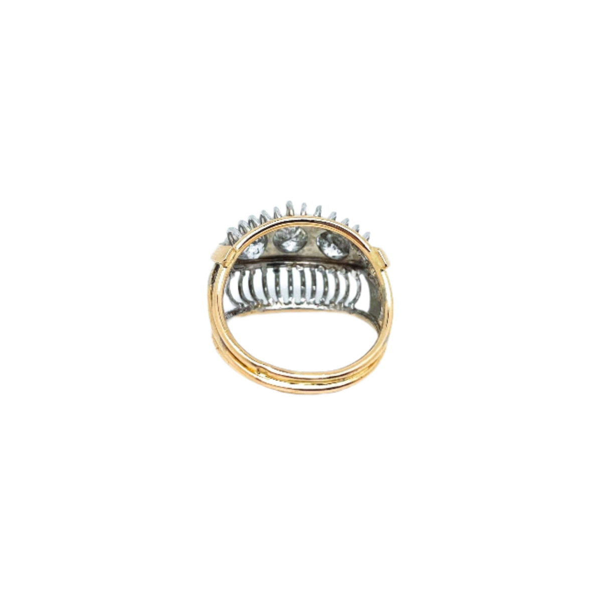 Bague Dôme Trilogie en or blanc, or jaune et diamants