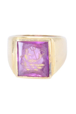 Chevalière intaille Poséidon en or jaune