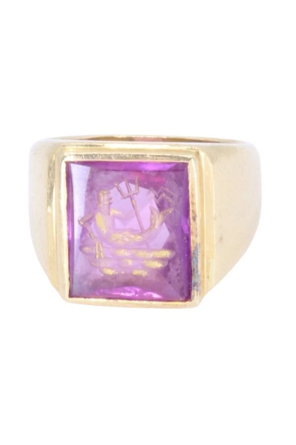 Chevalière intaille Poséidon en or jaune