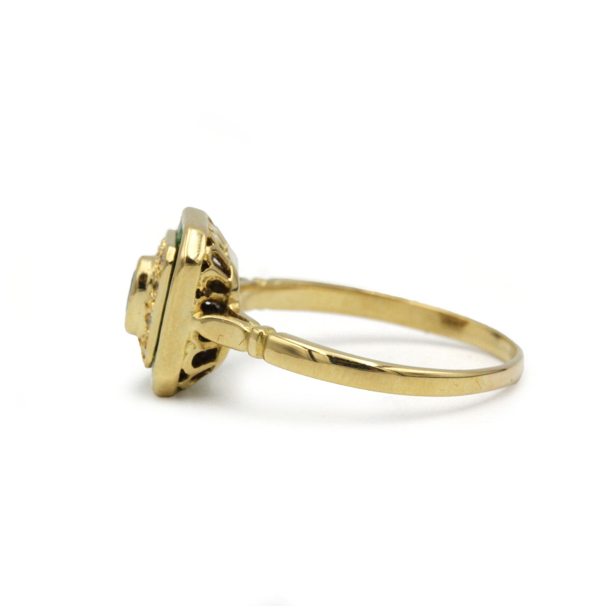 Bague or jaune 750 diamants et émeraudes
