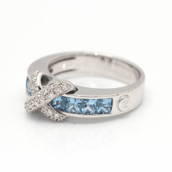 Bague en or blanc, topazes et diamants d'occasion