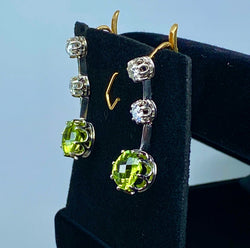 Gold earrings, paltinium, peridots and diamonds