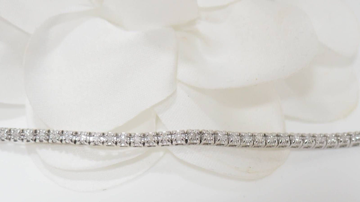 Bracelet rivière en or blanc et diamants 1ct