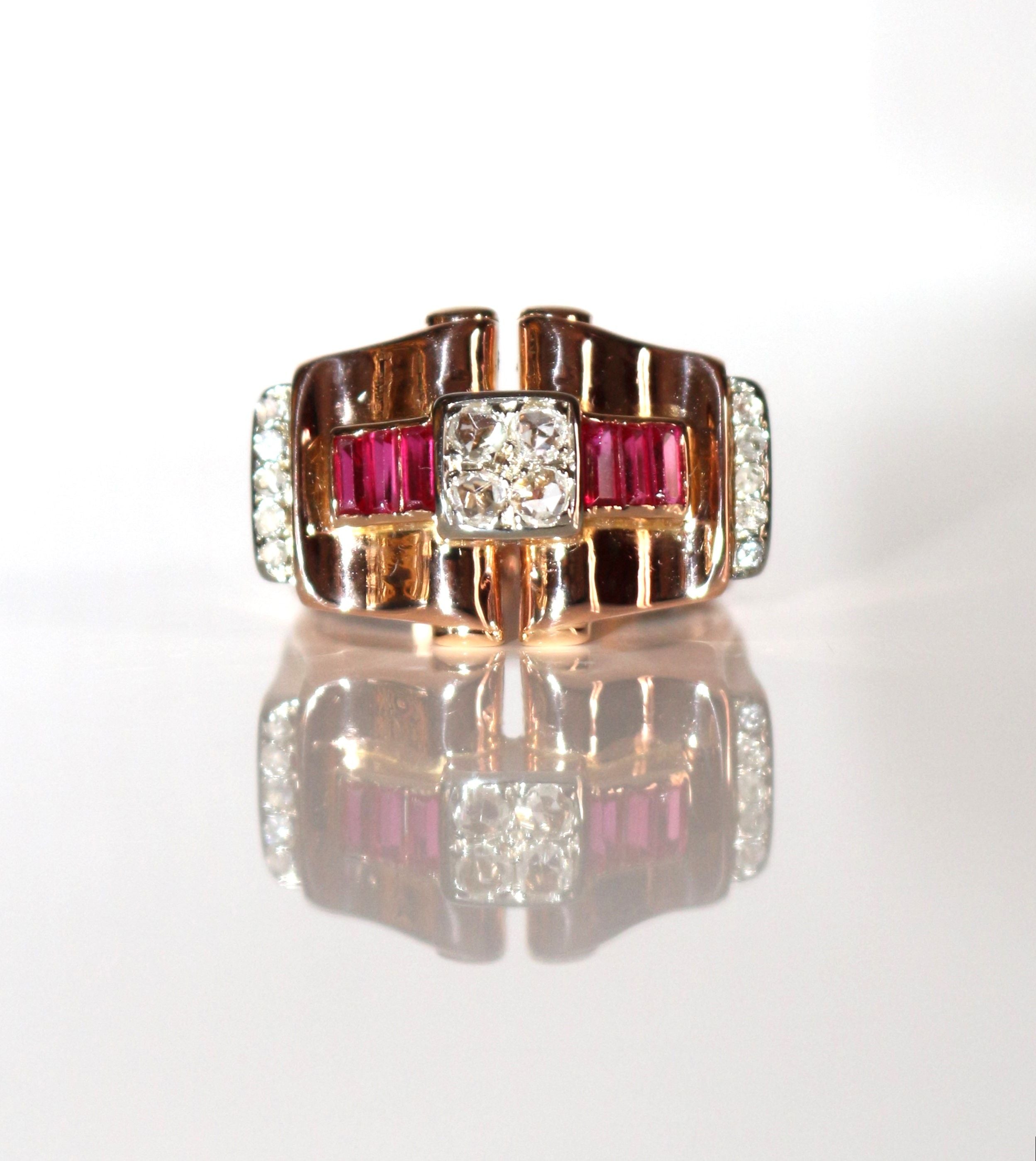 Ruby diamond tank ring