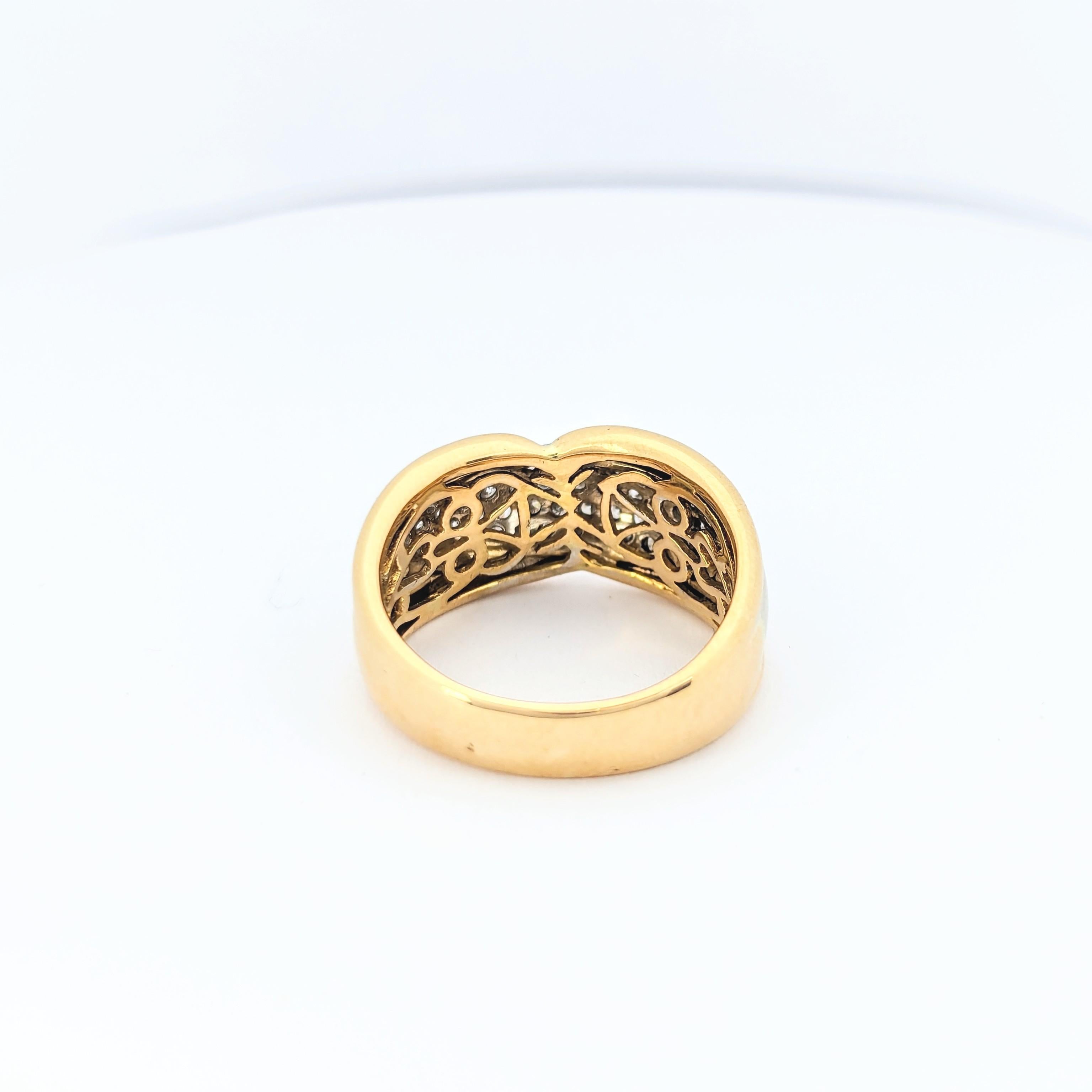 Bague en or jaune et pavage diamants