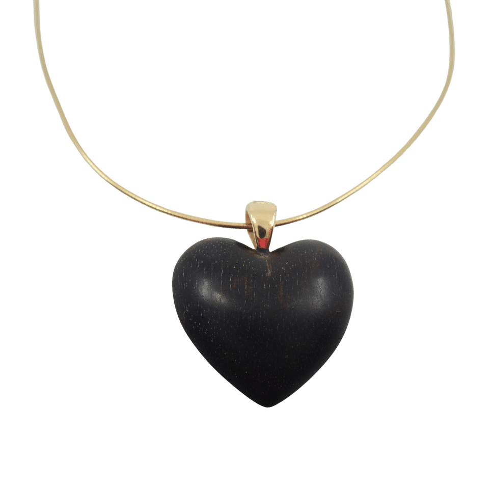 Pendentif Coeur en or jaune et bois d'amourette