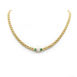 Necklace - Yellow Gold, diamond and Emeralds