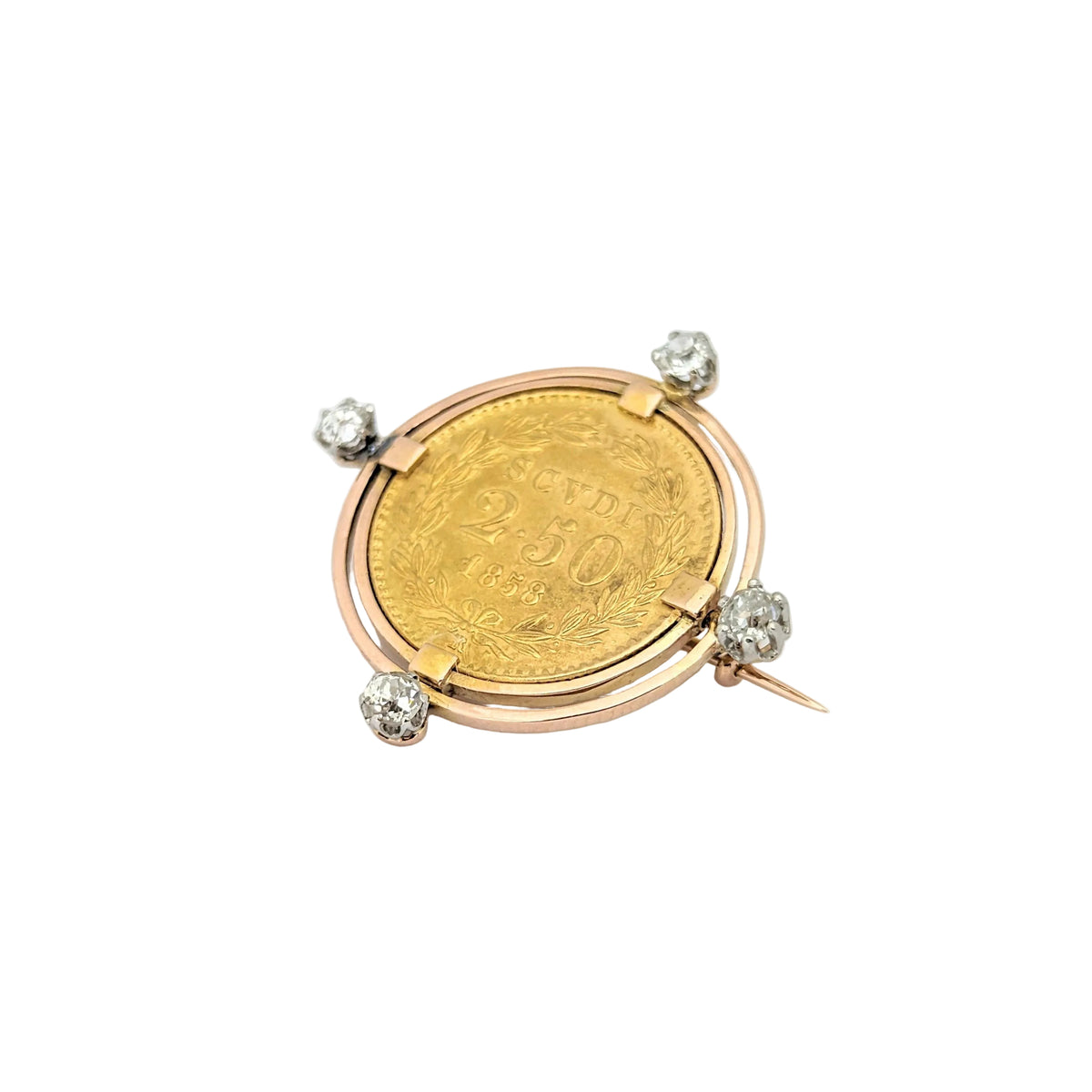 Broche en or jaune Médaille Pape diamants